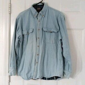 Guide Gear Shirt Men's Large Blue Button Denim Shacket Outdoor Flannel Lined